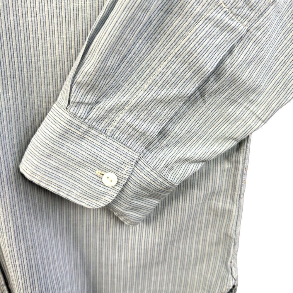 RRL Ralph Lauren Vintage Indigo Pinstripe Work Shirt Large – Heritage Oxford - Picture 4 of 14